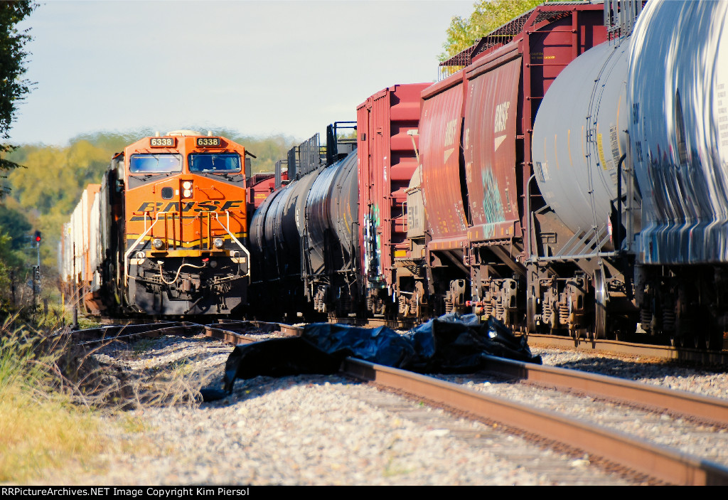 BNSF 6338 Meet on Siding Track